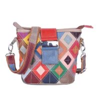1112-multicolor leather bag, size 18x16x10
