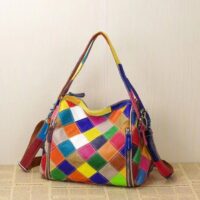 435-multicolor leather bag, size 24x28x16