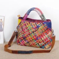 9299 - multi-color leather bag, size 36x26x12